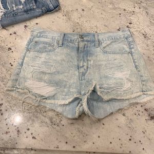AEO Destroyed Hi-Rise Button Fly Shorts sz 2